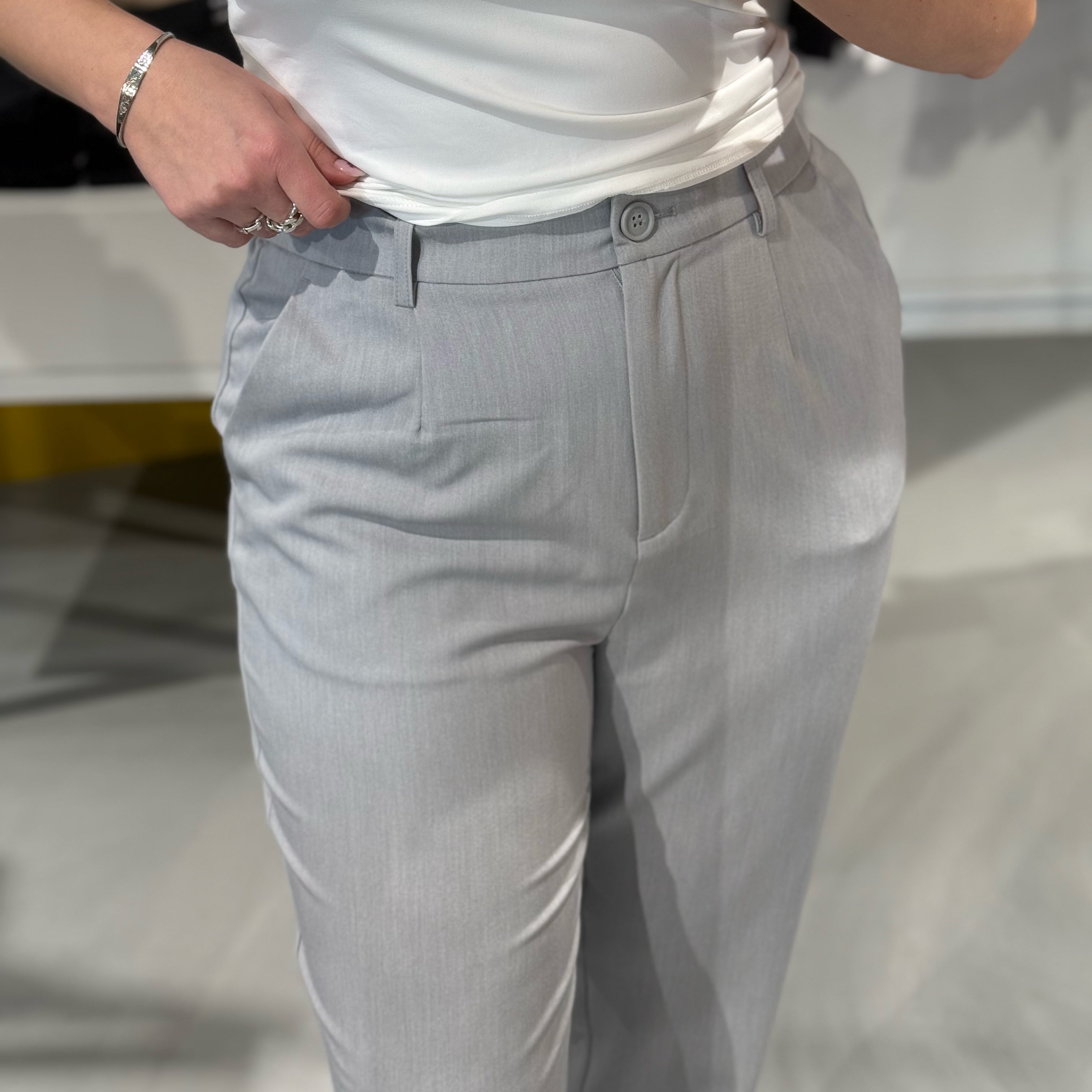 PCKAMIL Trousers - Light Grey Melange